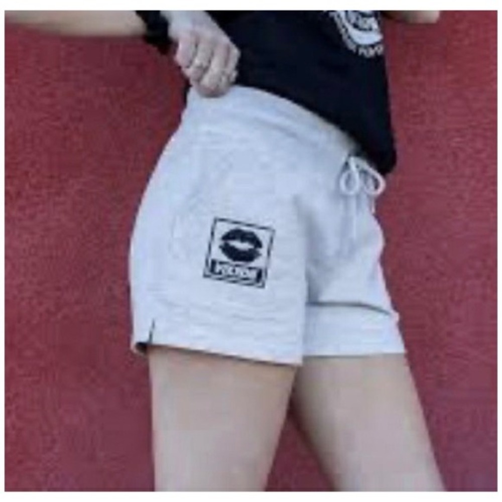 VIXXON XL Women Terry Micro Shorts Gray Fleece Sweat Short Drawstring Biker Moto